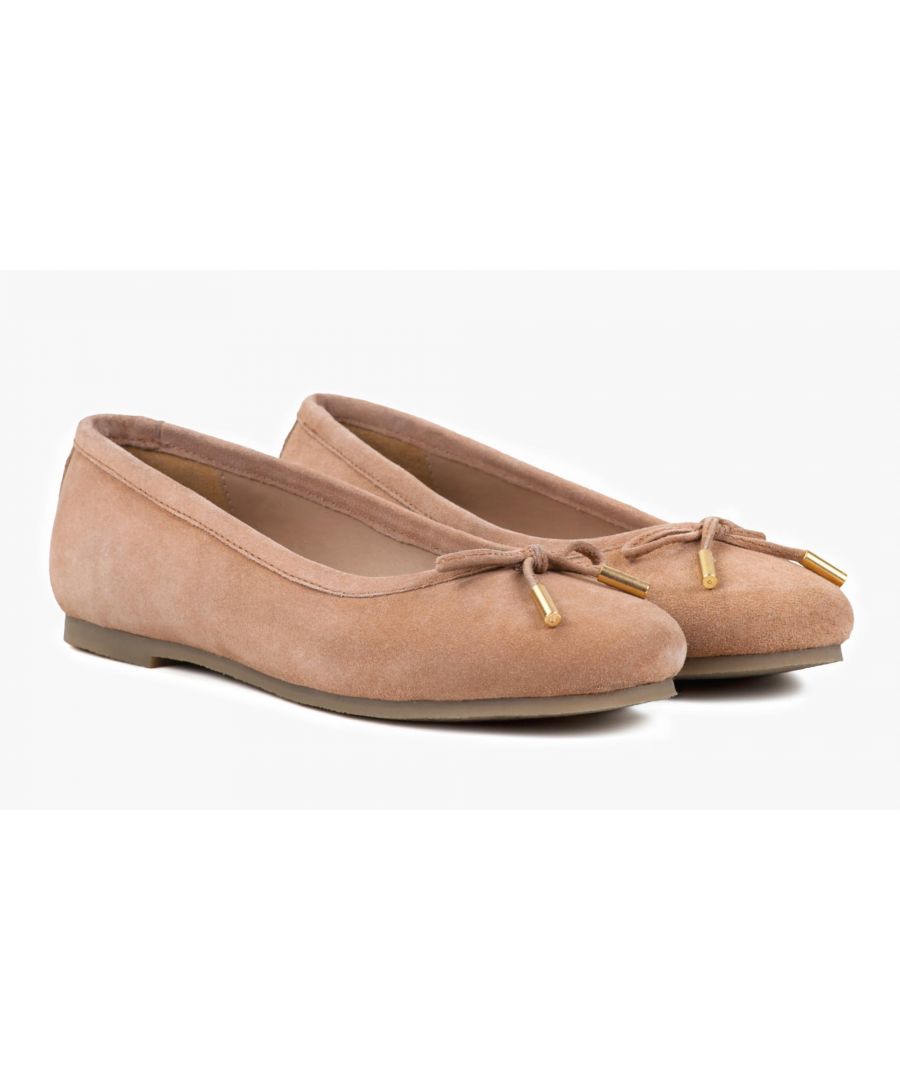 Image for Redfoot Darcey Nude Suede Flat Pumps