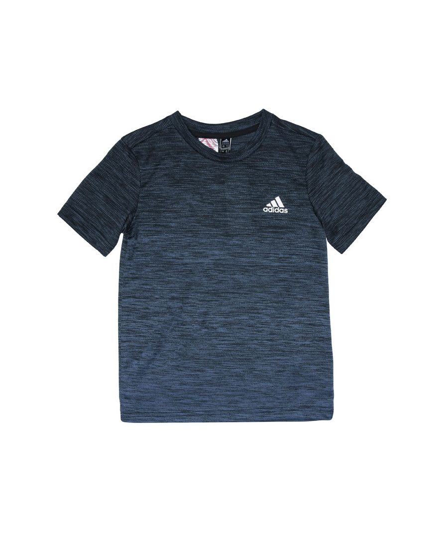 adidas Boys Boy's Junior AEROREADY Gradient T-Shirt in black blue - Size 7-8Y