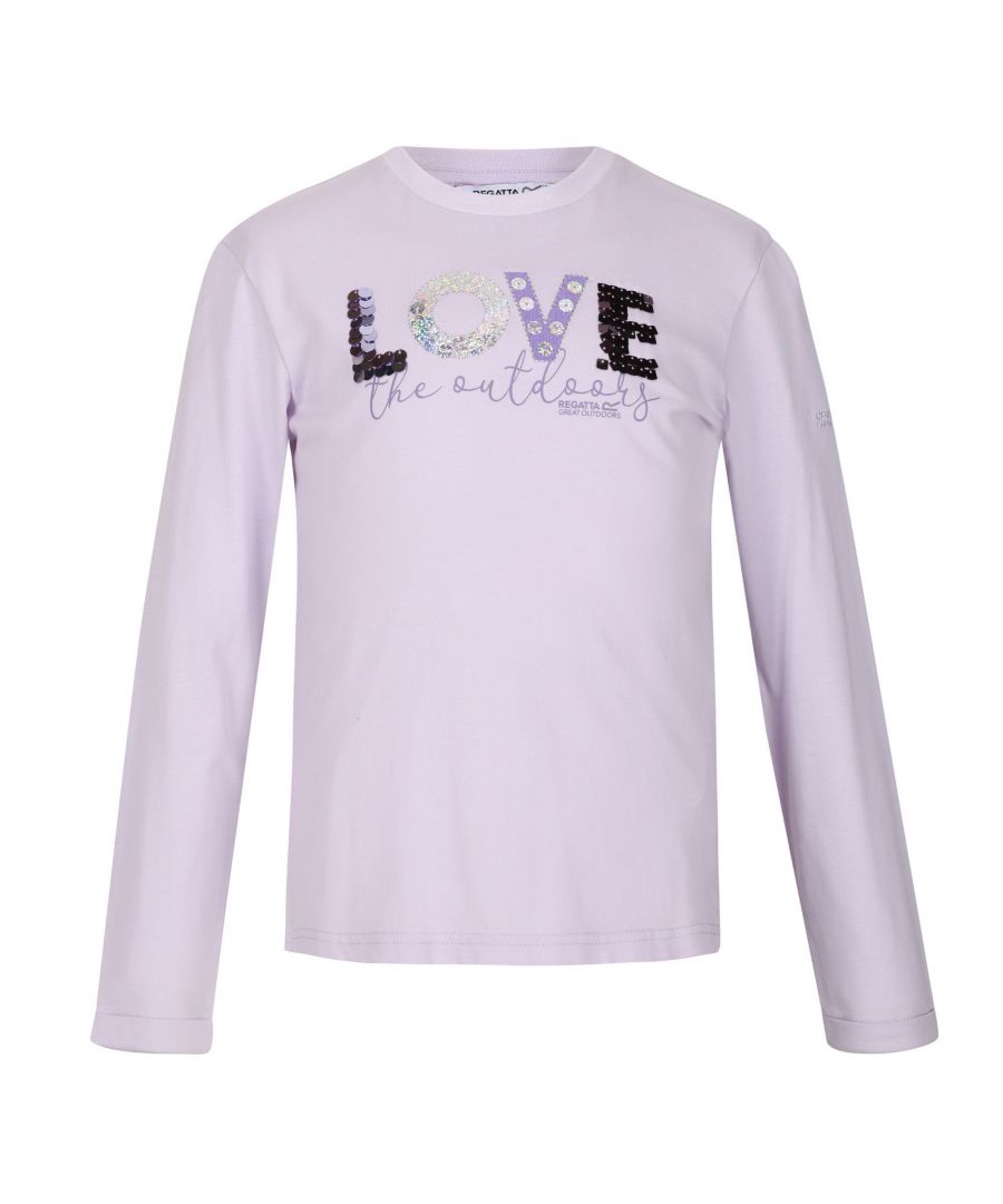 Regatta Kids' Wenbie Coolweave Printed Long Sleeve T-Shirt Pink Dark Cerise 