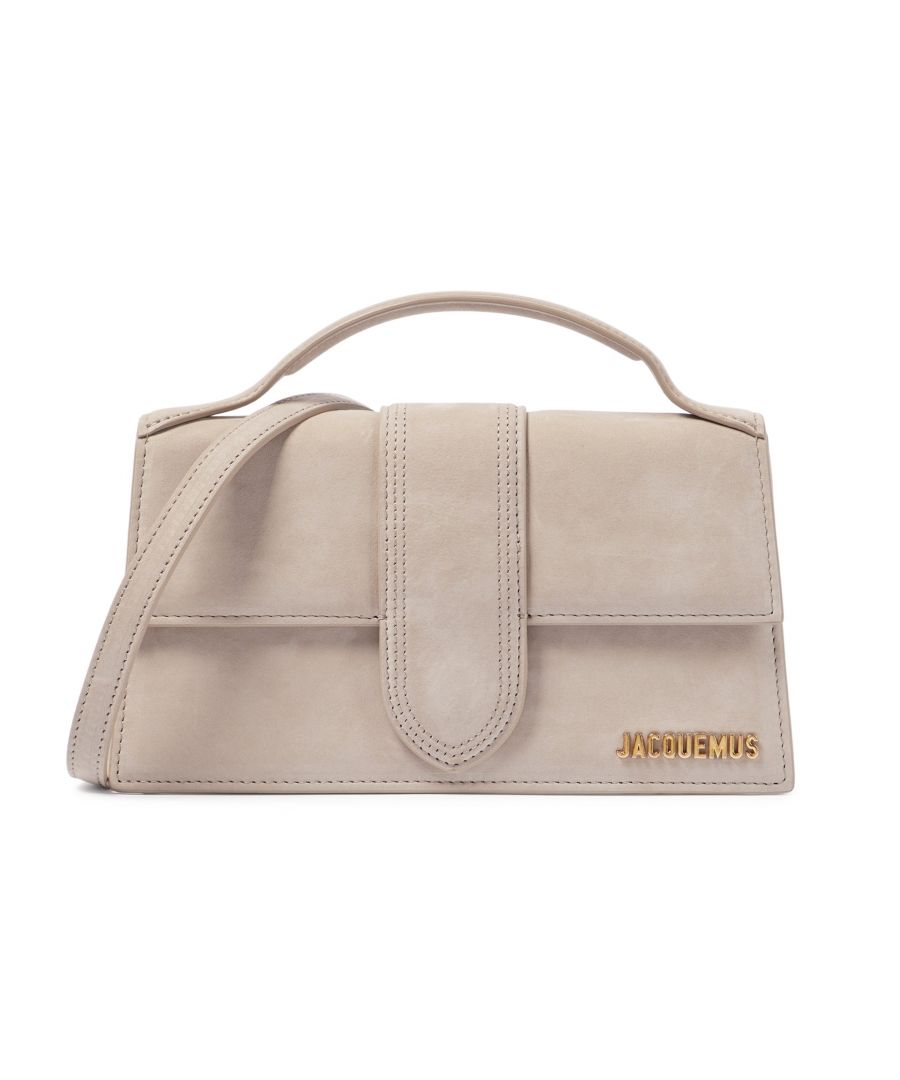 - Composition: 100% calf leather - Suede Finish - Cotton lining - Flap top magnetic snap closure - Detachable shoulder strap - Internal pocket - Gold-tone metal logo lettering - Length 23 cm / 9 in - Height 13 cm / 5,1 in - Width 7 cm / - 2,7 in - Made in Italy - MPN LE GRAND BAMBINO-BEIGE SUDE - Gender: WOMEN - Code: BAG JQ 2 SD 09 L54 S2 T