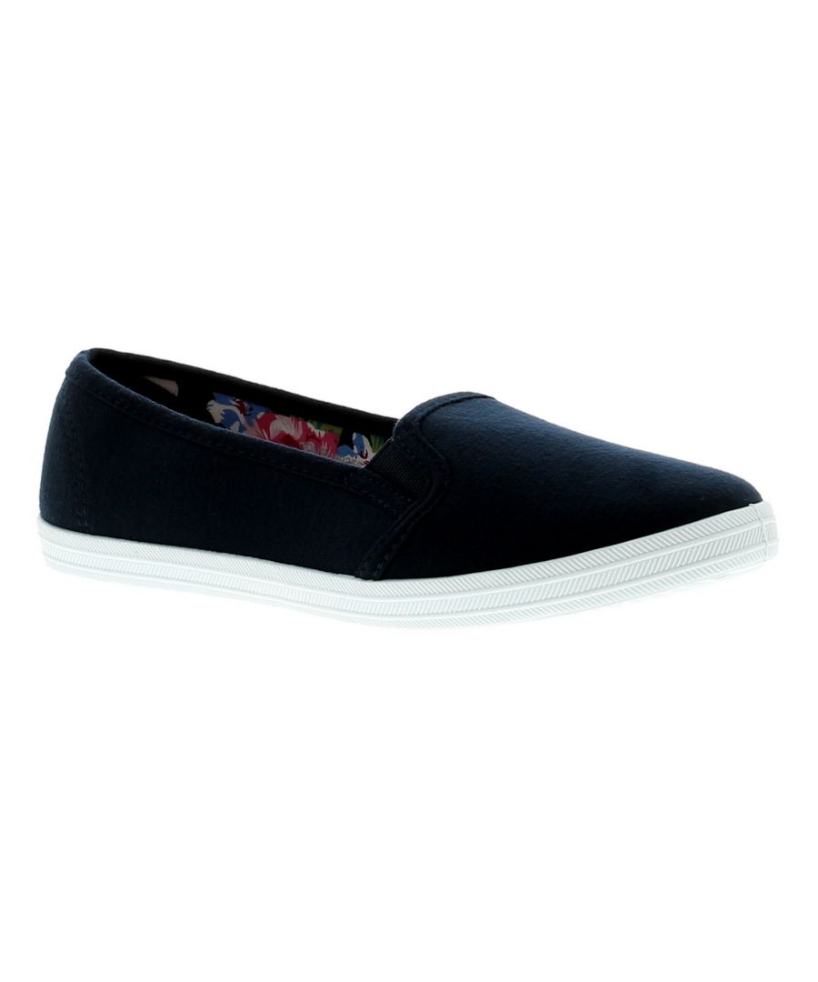 Image for New Ladies/Womens Navy Slip Ons Elasicated Gusset Canvas Pumps.