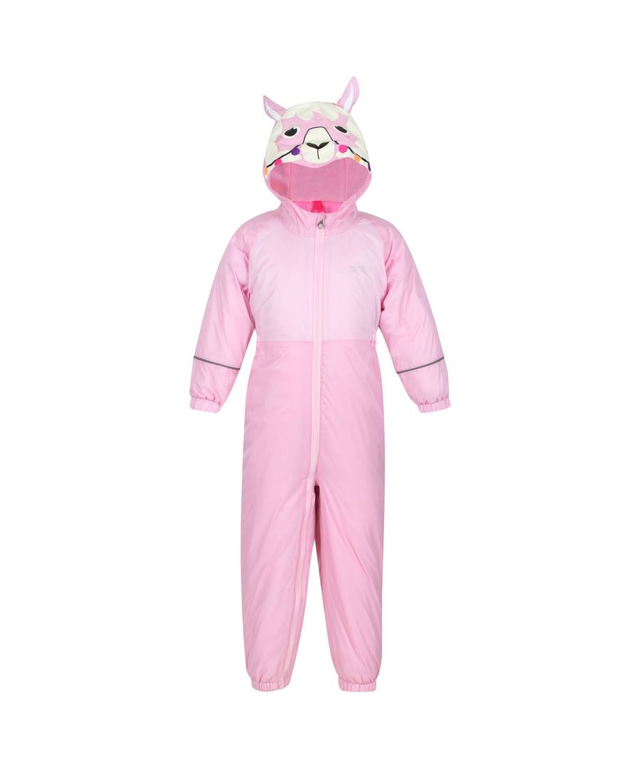Material: Polyester. Fabric: Isolite. Lining: Fleece. Design: Llama, Logo. Trim: Reflective. Waistline: Elasticated. Hem: Elasticated. Cuff: Elasticated. Neckline: Hooded. Sleeve-Type: Long-Sleeved. Hood Features: Animal Ears, Grown On Hood. Breathable, Insulated, Taped Seams, Water Repellent, Waterproof. Fastening: Full Zip. 5000g/m²/24hrs.