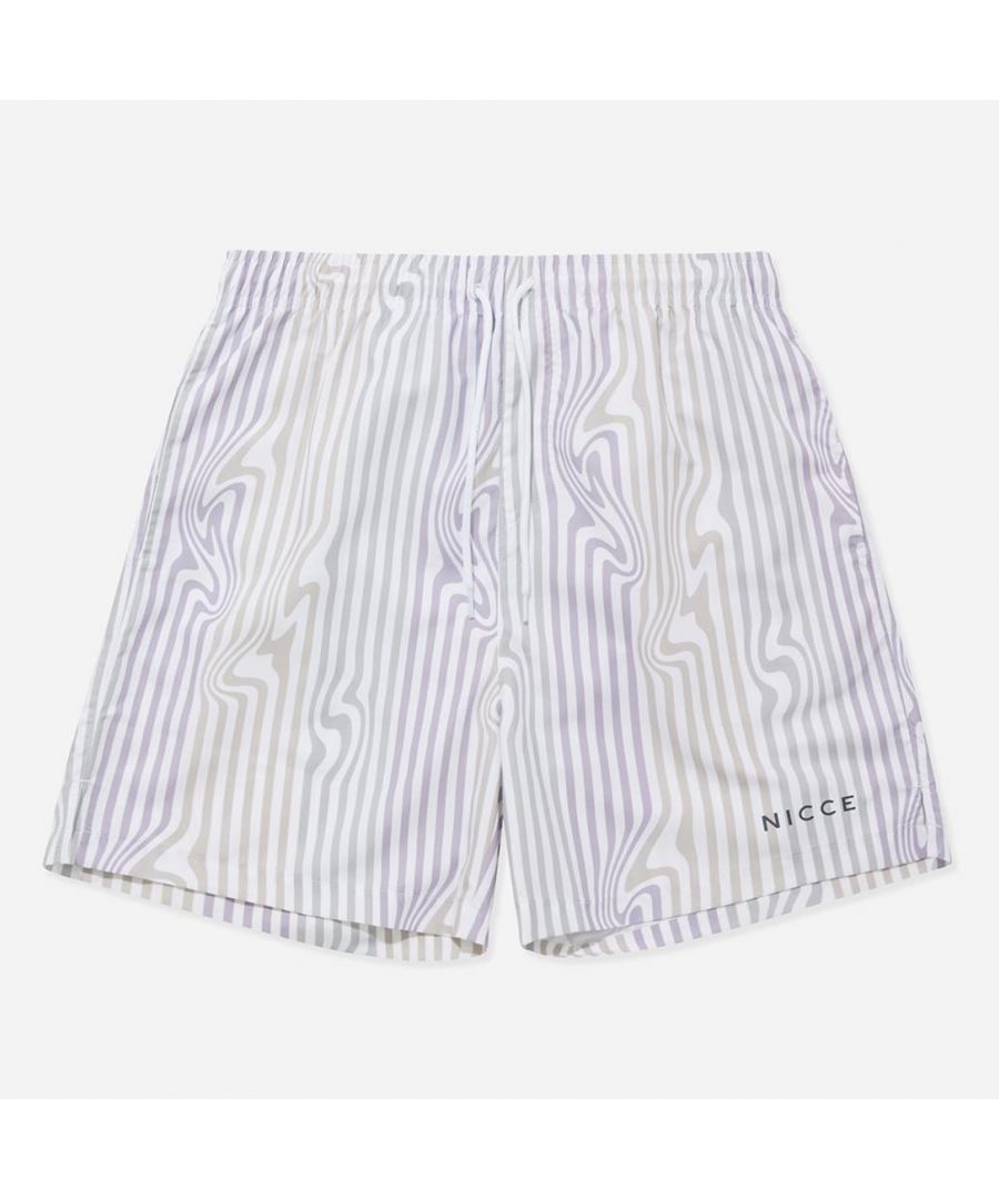 NICCE Strata Mens White/Lilac Swim Shorts - Multicolour - Size Small