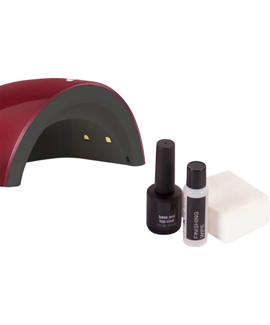 Upgrade your standard polish to a gel mani\n\n\n\n\n\nUse with non-gel coloured nail varnish\n\nAdd the gel top coat and base coat for longer wear\n\nCure in 60 seconds\n\nMotion sensor & automatic timer\n\nIncludes lamp, clear gel top coat & base coat, prep & finish wipes\n\nHigh gloss finish that lasts up to 14 days\n\n\n\n\n\nThe Rio Beauty 14 Day UV Gel Nail Polish and Lamp Kit is your cheat code to chip-free gel nails. And best of all, you can use it with your regular coloured nail polishes to get a longer-lasting finish than alone.\n\nThe Rio Beauty 14 Day UV Gel Nail Polish and Lamp Kit has everything you need for your gel manicure or gel pedicure: prep wipes, base & top coat, UV lamp and finishing wipes. Simply sandwich your favourite non-gel nail polish colour in between the base and top gel coats. Don't buy new gel coloured nail polish. Use what you already have with the Rio Beauty 14 Day UV Gel Nail Polish and Lamp Kit and save money!\n\nPlus, with the motion sensor and automatic timer on this lamp, you'll get a quick cure on toes or fingers. Since there's no base, you'll not risk scuffing your nails trying to slide them in. Just set the lamp on over top for curing in 60s.\n\n\n\n\n\nRio Beauty LED UV Lamp\n\nUSB charging cable\n\nBase & Top coat LED gel polish\n\nLint-free wipes\n\nHigh shine finishing wipe\n\n\n\n\n\n READ MORE\n\n\n\n\n\nwhy it works\n\nThe Rio Beauty 14 Day UV Gel Nail Polish and Lamp Kit helps you save money by turning the nail varnish you already own into a gel manicure. Simply prep your nail bed before applying the base coat. Cure that layer. Then apply your favourite coloured nail varnish and let that dry down completely.\n\nThen follow with the topcoat and cure. Finish with the finishing wipe. This will provide a hard sandwich around your regular nail varnish leading to longer wear times of up to 14 days. And the kit is really easy to use. The lamp has an automatic 60s timer and motion sensor. So just set it over one of your hands or feet to let it cure.\n\nThere's less chance of any scuffs or scrapes on your wet polish versus sliding your hands into a dryer. And it works to create not just manicures and pedicures, but for curing nail extensions too.\n\n\n\n\n\n\n\n\n\n\n\n\n\nit's as simple as\n\nStep 1: Wipe your nail beds with a prep wipe. Plug in the lamp USB.\n\nStep 2: Apply the gel base coat and cure.\n\nStep 3: Swipe on 1-2 coats of any colour polish. Let totally dry.\n\nStep 4: Apply the gel topcoat and cure.\n\nStep 5: Swipe over the finishing pad. Store.\n\n\n\n\n\n\n\n\n\nmake it personal\n\nThe Rio Beauty 14 Day UV Gel Nail Polish and Lamp Kit puts money back in your pocket by turning all your regular polishes into gel mani and pedis. Just pick your favourite polish, apply after the base coat cures and let it dry.\n\nAdd the topcoat, cure and you'll enjoy up to 14 days of chip-free wear!