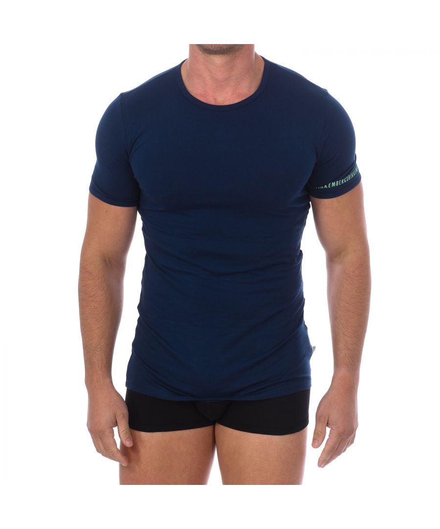 Bikkembergs Mens Pack 2 Fashion Organic Cotton T-shirts - Blue - Size X-Large