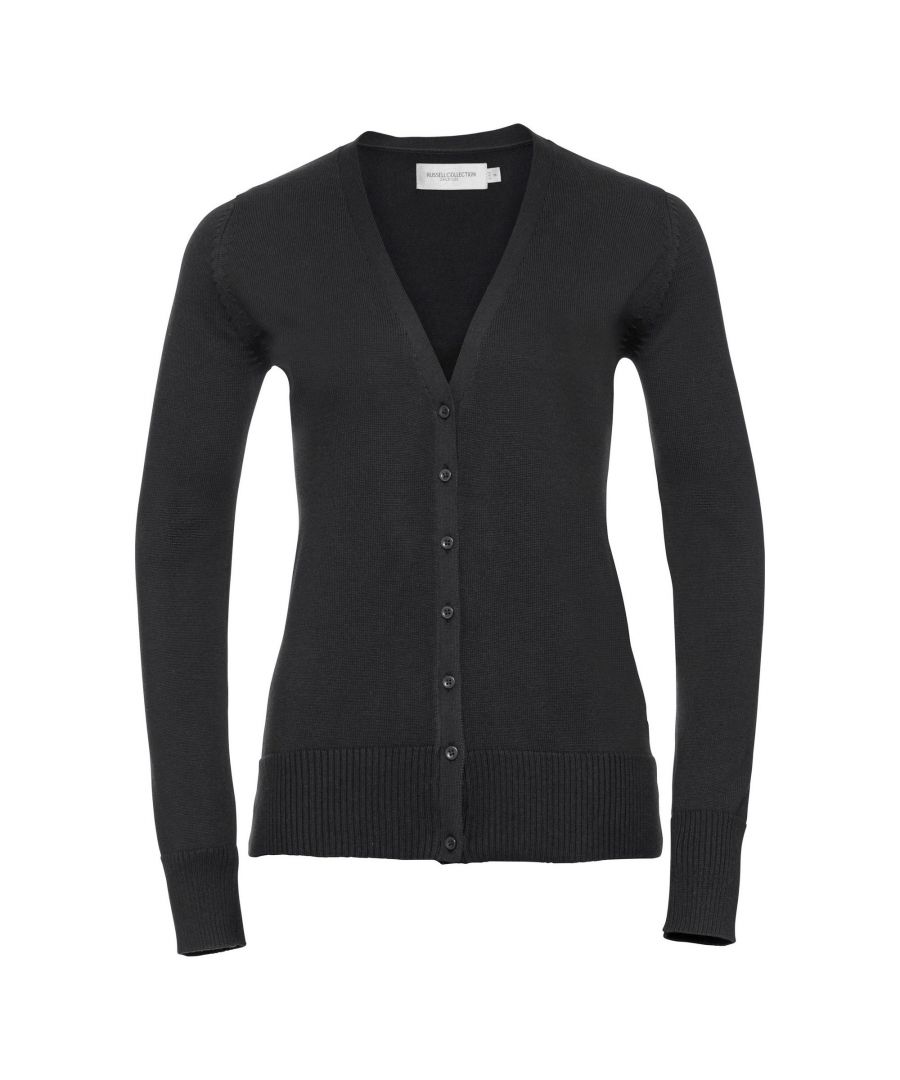 Image for Russell Collection Ladies/Womens V-neck Knitted Cardigan (Black)