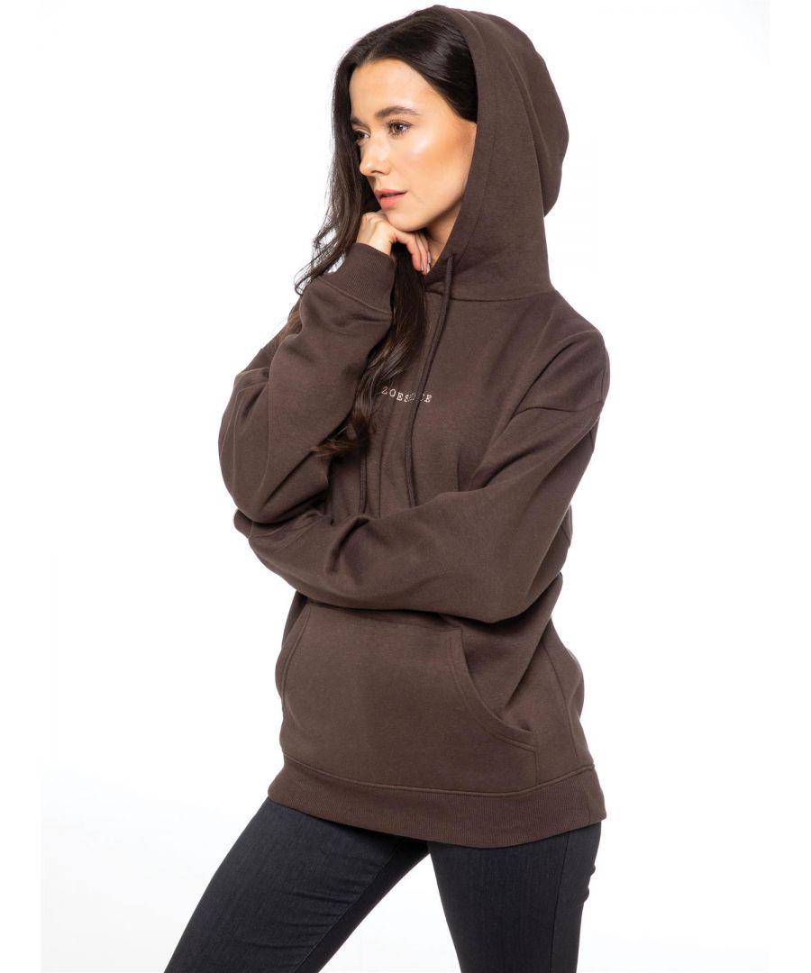 Enzo Ladies Oversized Essential Hoodie, Oversized and Fleece Lined for Comfort, Brand logo embroidered on the front, Pullover, Hooded with Cuffed Wrists, 50% Cotton and 50% Polyester, Machine Washable.