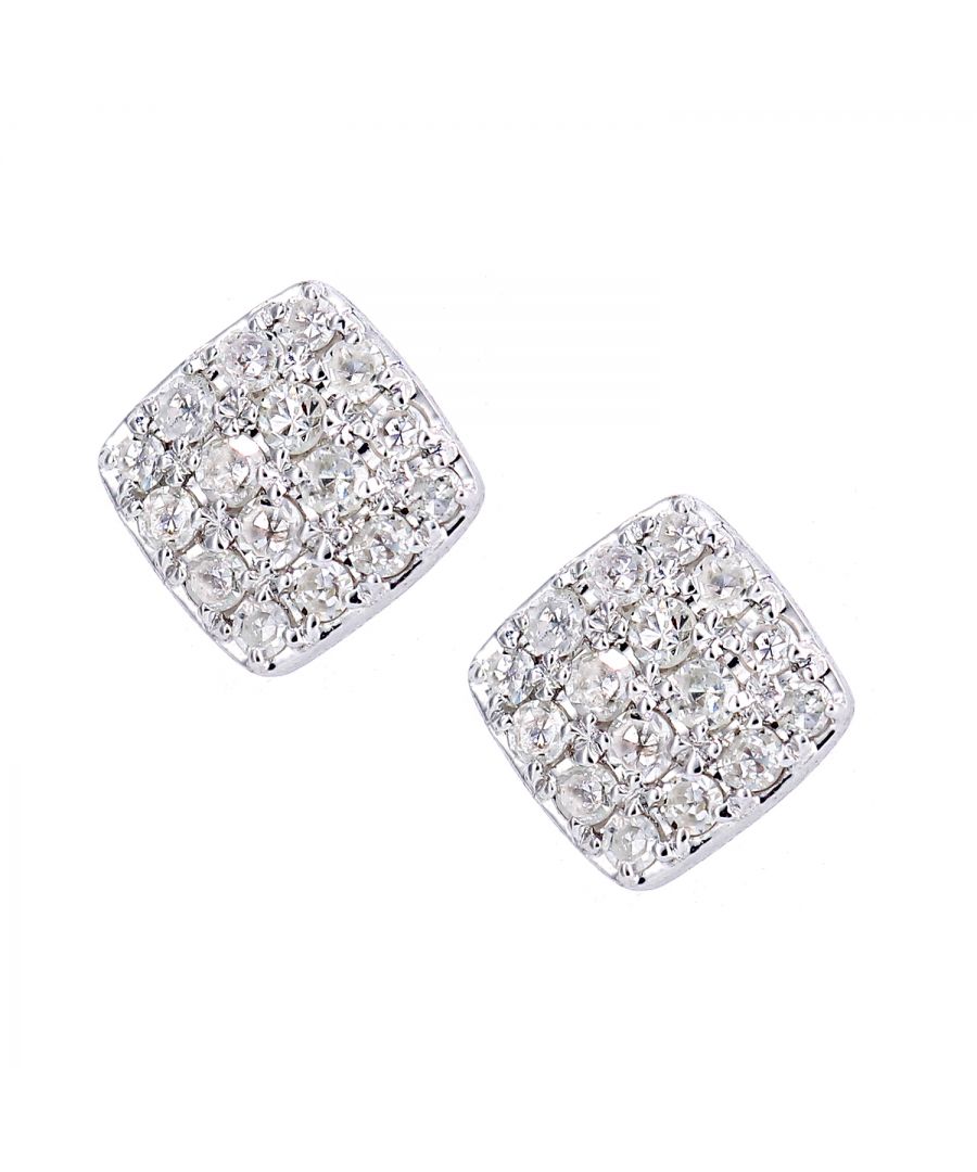 Image for 9ct White Gold Diamond Square Stud Earrings