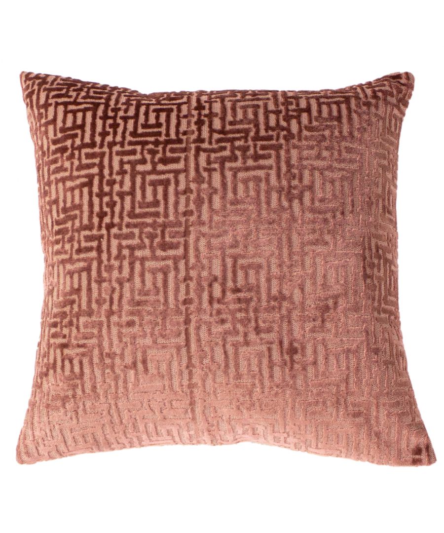 Delphi Velvet Jacquard Blush Pink Filled Cushions 18'' x 18'' - Feather Pad