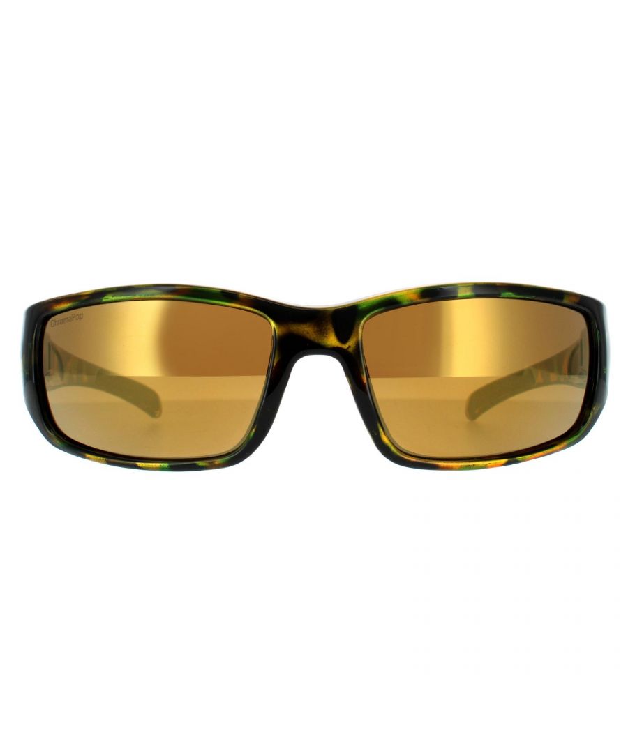 Smith Wrap Mens Green Havana Brown Mirror Sunglasses