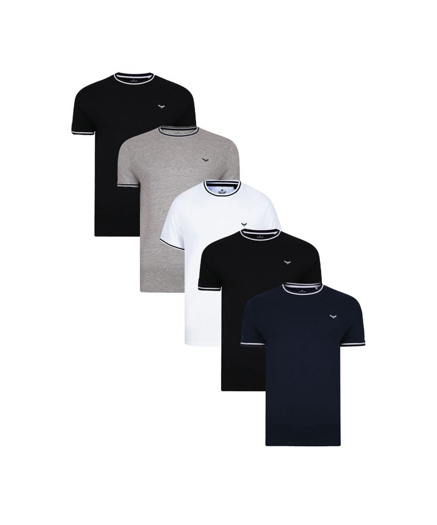 This 5 pack of cotton t-shirts from Threadbare offers great value. This style features the signature embroidered Threadbare logo on the chest and tipping detail on neck and cuff. A must have basic for any wardrobe.