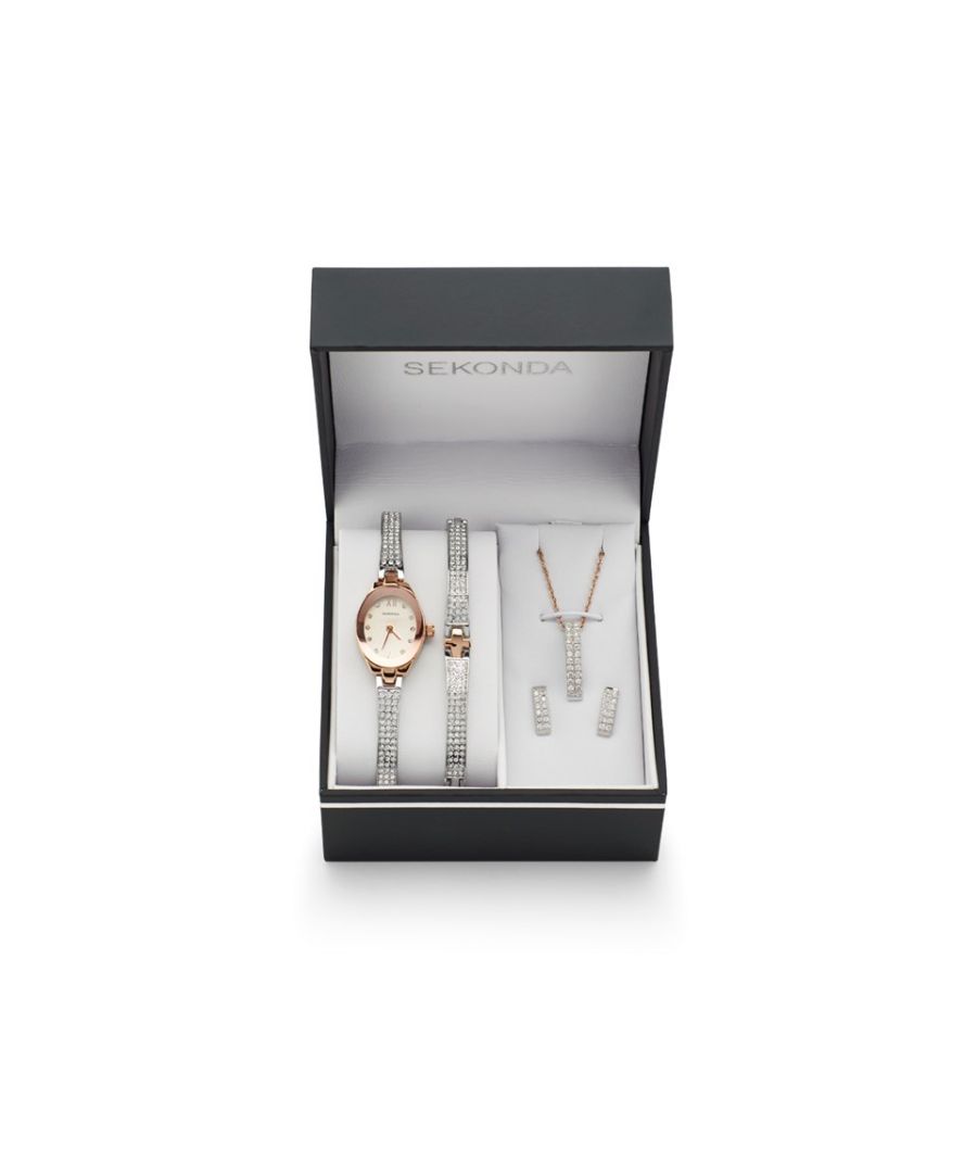 Image for Sekonda Womens 2924G Two Tone Rose Set with Bangle Earrings And Pendant