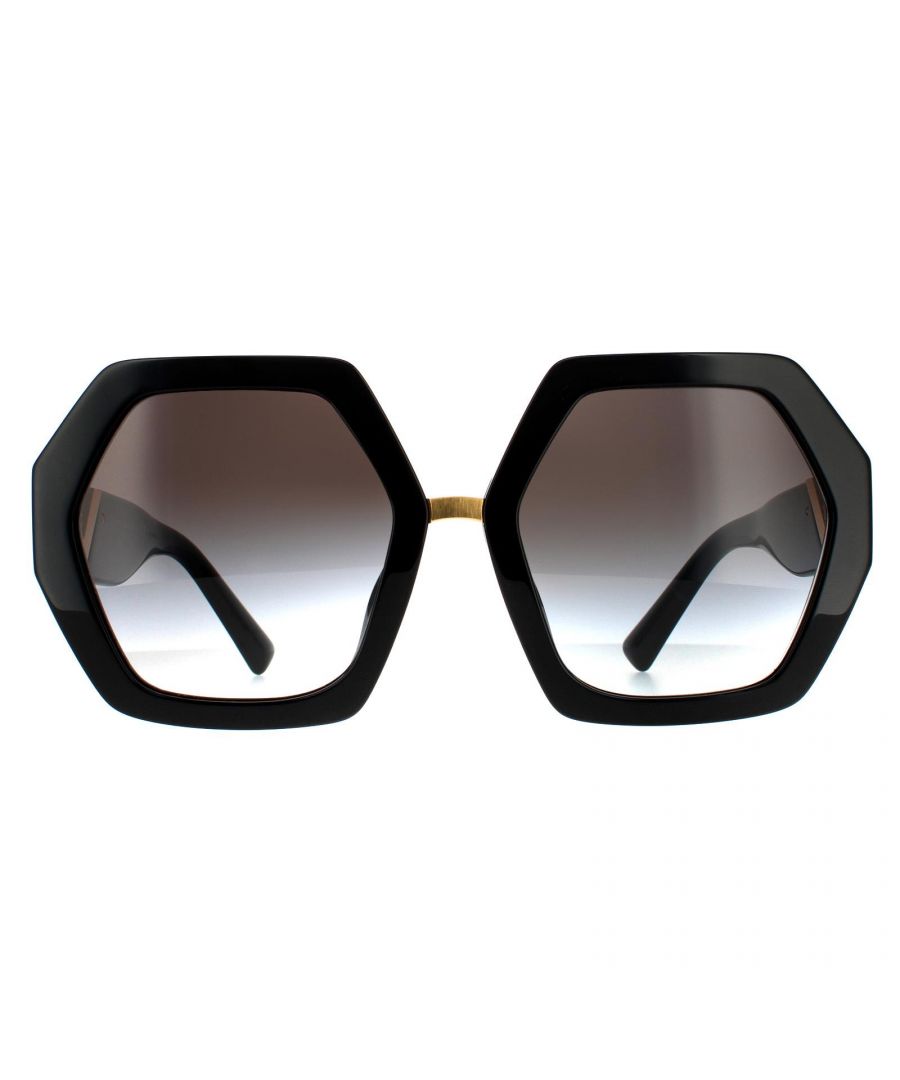 Valentino Square Womens Black Black Gradient Sunglasses VA4053 are an oversized heptagonal design crafted from thick acetate with Valentino V embellished temples.