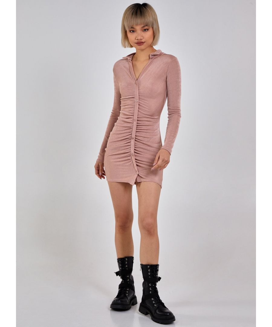 Meet the ruched shirt dress worth making plans for… We are totally crushing on this little number right now! 95% Polyester, 5% Elastane. Machine Washable.