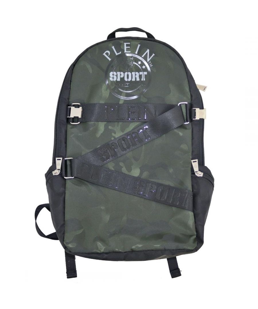 Philipp Plein Sport Zaino Runner Straps Green Backpack Bag. Philipp Plein Sport Zaino Runner Straps Green Backpack Bag. Style: AIPS833 32. Zip Closure. Plein Sport Branding On Front And Straps Of Bag. Side Pockets