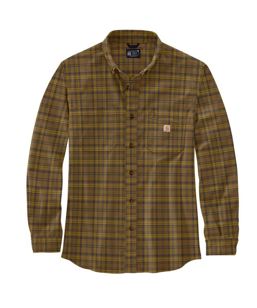 *Sizing Note* Carhartt are more generously sized, you may need to consider dropping down a size from your traditional workwear clothing. Two chest pockets, left chest pocket with pencil opening and additional panel for added storage. Two-piece stand collar. Long Sleeve. Relaxed Fit. Rugged Flex.