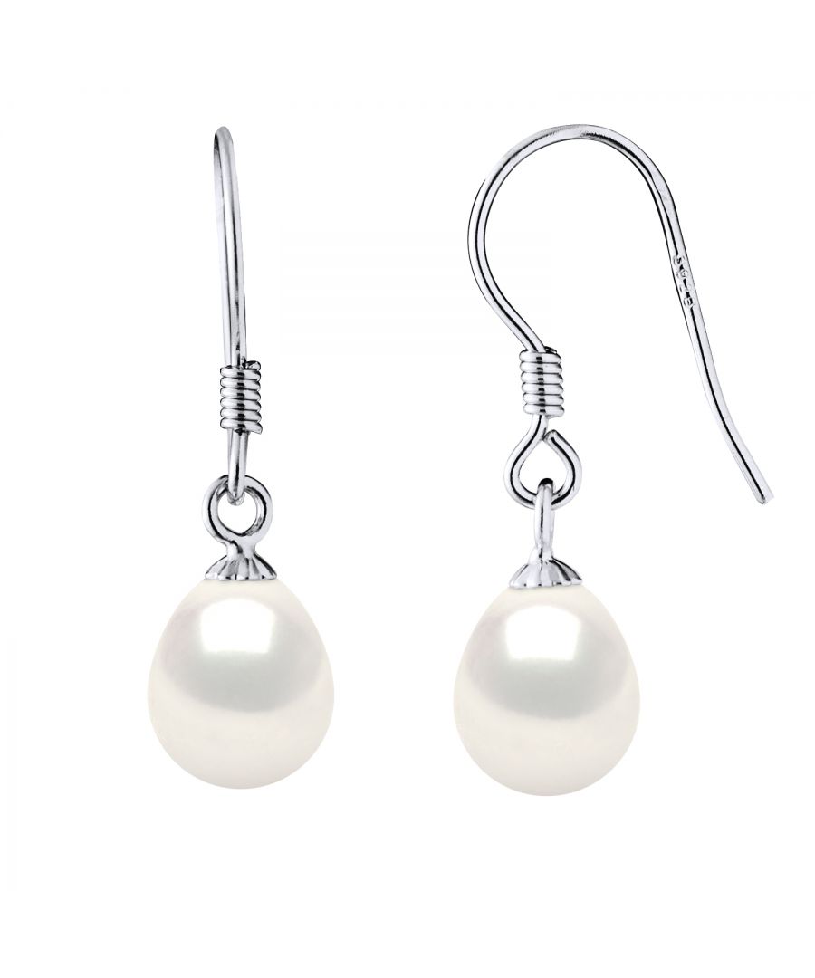 Image for Earrings Hooks Freshwater Pearls 7-8mm White Pears 925