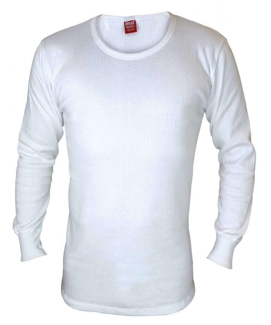Heat Holders Mens Thermal Underwear Long Sleeve TopFor over ten years Heat Holders have been creating exceptional warm gear which you can count on for heat, comfort and protection.Heat Holders thermal construction holds more warm air close to the skin, and helps to retain heat to keep you warmer for longer. Heat Holders thermal underwear is the perfect underwear set for layering, with its easy fitting design for under your clothes. This helps make a smooth slim-fitting thermal base layer for the colder days; where one layer isn't enough! This thermal underwear set has a comfortable TOG rating of 0.45, adding that crucial extra layer of warmth. The higher the TOG, the better the garment will keep you warm.The ribbed construction of this thermal underwear has been designed so that it effortlessly shapes to the bodies natural contours - helping to provide the best fit possible. This makes it hardly noticeable under your clothing. The base layer is made of a cotton-rich blend, which gives you natural softness, and warmth, for all-day wear, making it also very lightweight. This shirt has a longer body length so that the vest is able to be tucked in to stop cold drafts. It also has a seamless body, which reduces the risk of irritation for all-day comfort.The thermal underwear set comes in 2 colours of Charcoal, and White. This top is available in sizes M-2XL. This long sleeve top is made from 53% Polyester, 47% Cotton and is safely machine washable.Extra Product Details- Thermal Long Sleeve Top- Mens Thermal Underwear- 0.45 Tog Rating- Retain Heat and Warmth- Ideal for Layering- 2 Colours Available- Seamless Body- Long Length Body- Ribbed Construction- Machine Washable- 53% Polyester, 47% Cotton