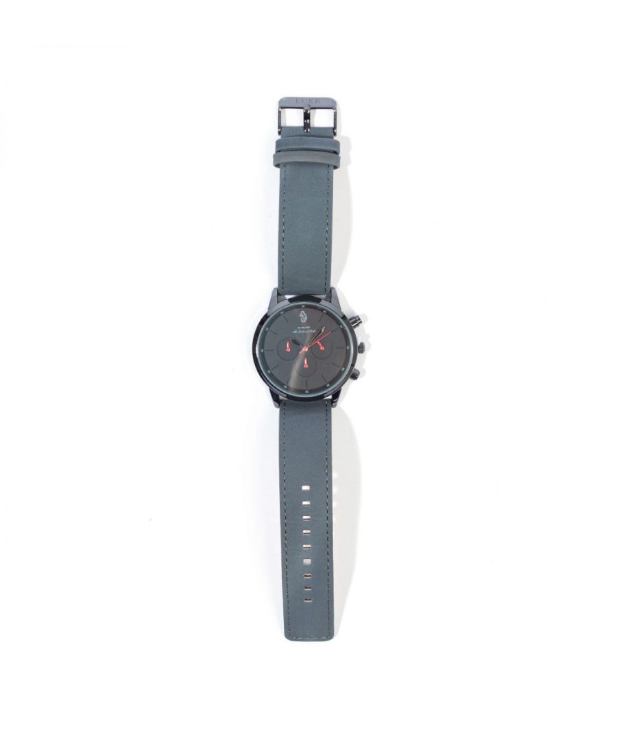 Luke 1977 is, without a doubt, the go-to brand if you\'re after well crafted, witty and masculine products. Finished with the signature Luke Lion logo, you\'re looking at one of the UK\'s top contemporary menswear brands.The Riley Watch is the perfect companion for a smart casual look or everyday wear. This modern chronograph watch, sports an adjustable suede strap and dark chrome deep dish case. Finished with signature Luke branding.Case Diameter: 40mm x 12mm depth, Case Material: Dark Chrome, Strap Material: Suede, Lens: Mineral Glass, Movement: Chronograph, Luke 1977 Branding.