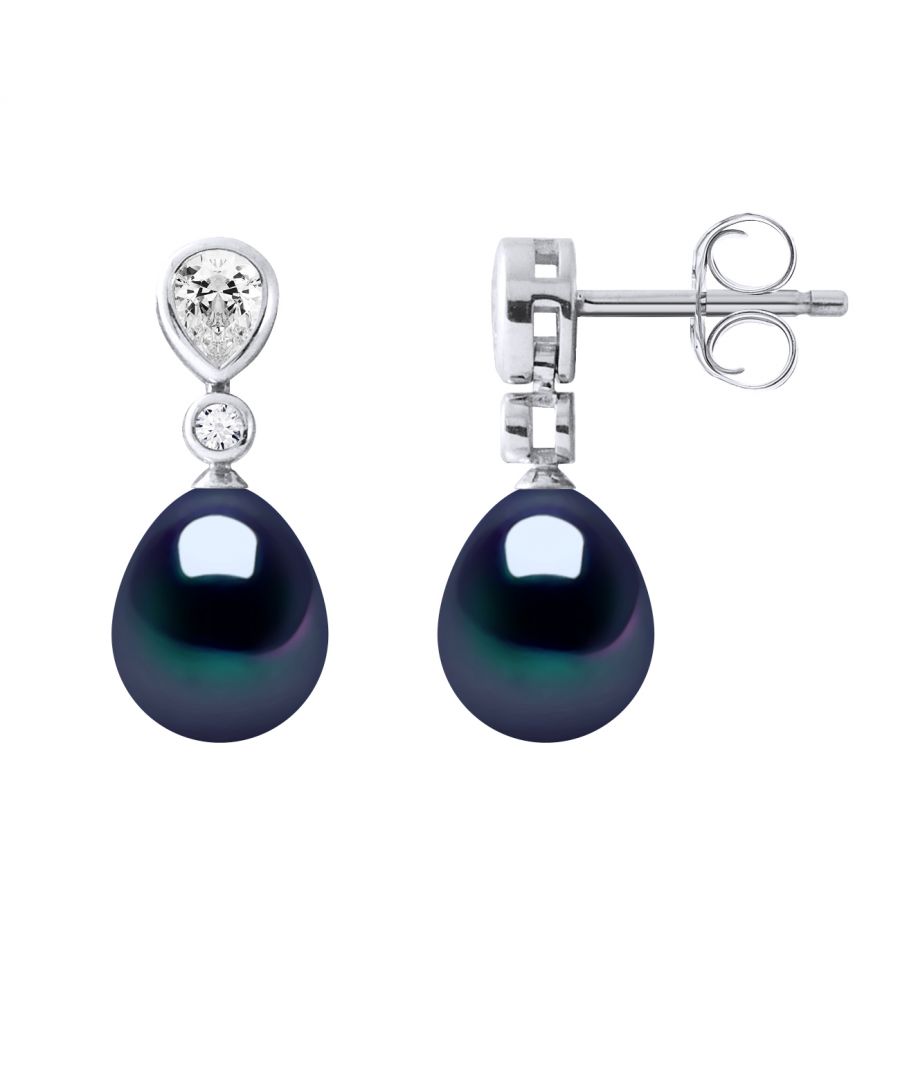 Drop Earrings Genuine Cultured Pearls Freshwater 7-8mm Pears - Quality AAAA + - COLORI BLACK TAHITI - Oxides and Zirconium - System-allergenic Strollers - Jewelry 925 Thousandth - 2-year warranty against any manufacturing defect - Supplied in their presentation case with a certificate of Authenticity and an International Warranty - All our jewels are made in France.