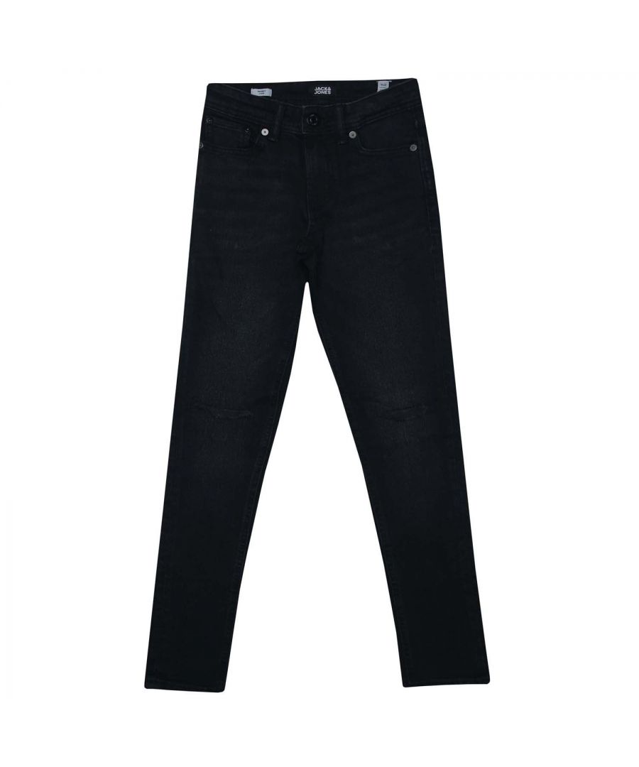 Junior Boys Jack Jones Liam 238 Jeans in black.- 5-pocket construction. - High stretch fabric.- Logo patch to the back of the waistband.- Skinny fit.- 99% Cotton  1% Elastane. Machine washable.- Ref: 12212481