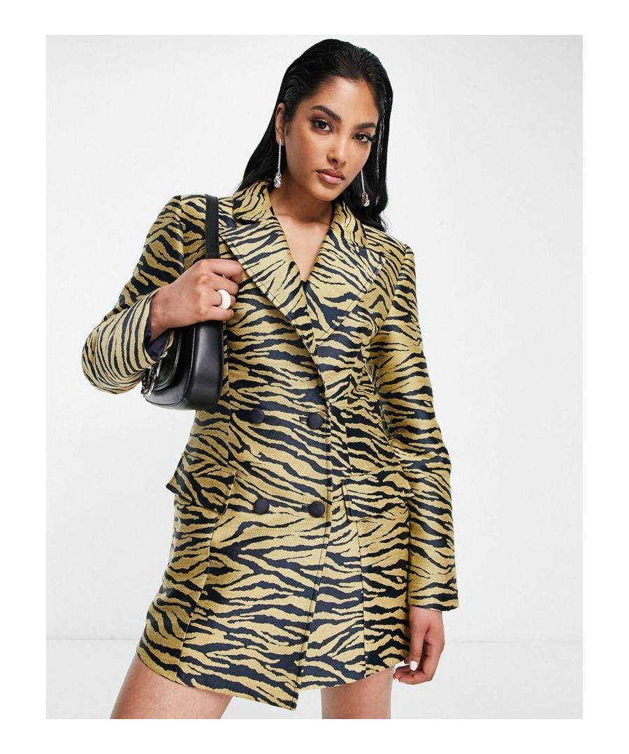 Blazers by ASOS DESIGN Power dressing 101 Animal print Notch lapels Padded shoulders Two-button fastening Side pockets Regular fit Sold by Asos