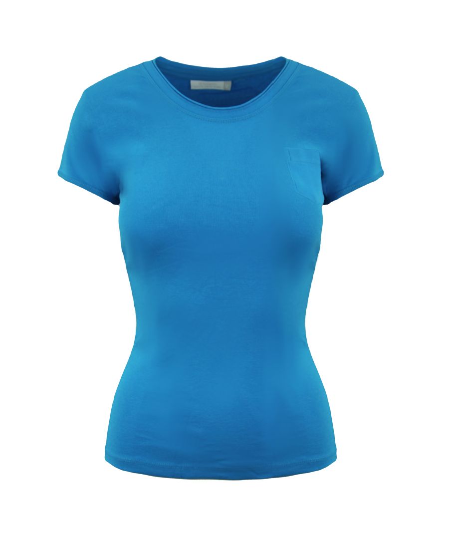 Champion Plain Womens Blue T-Shirt Cotton - Size Medium