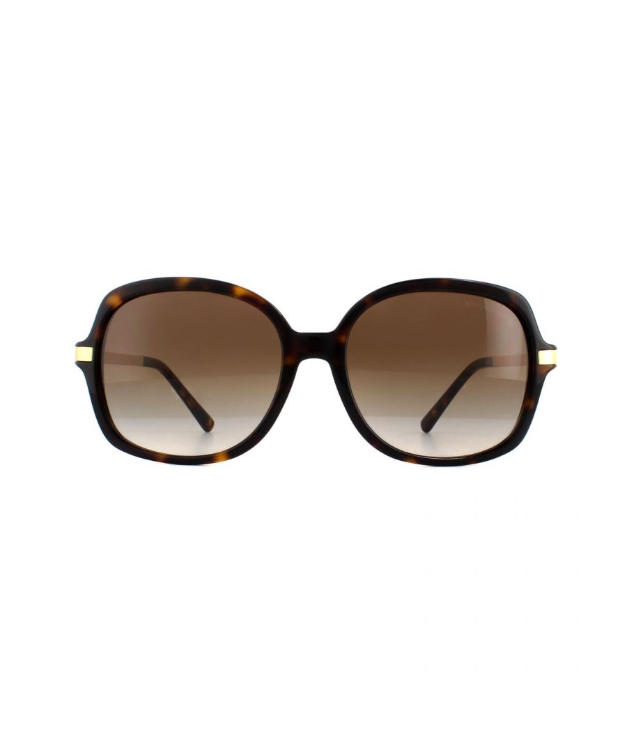 Michael Kors Sunglasses Adrianna II 2024 310613 Dark Tortoise Gold Brown Gradient are a stylish and easy to wear soft square shape design. The acetate frame contrasts against the metal temples that features the brand's text logo. A gorgeous silhouette that will suit the majority of face shapes.