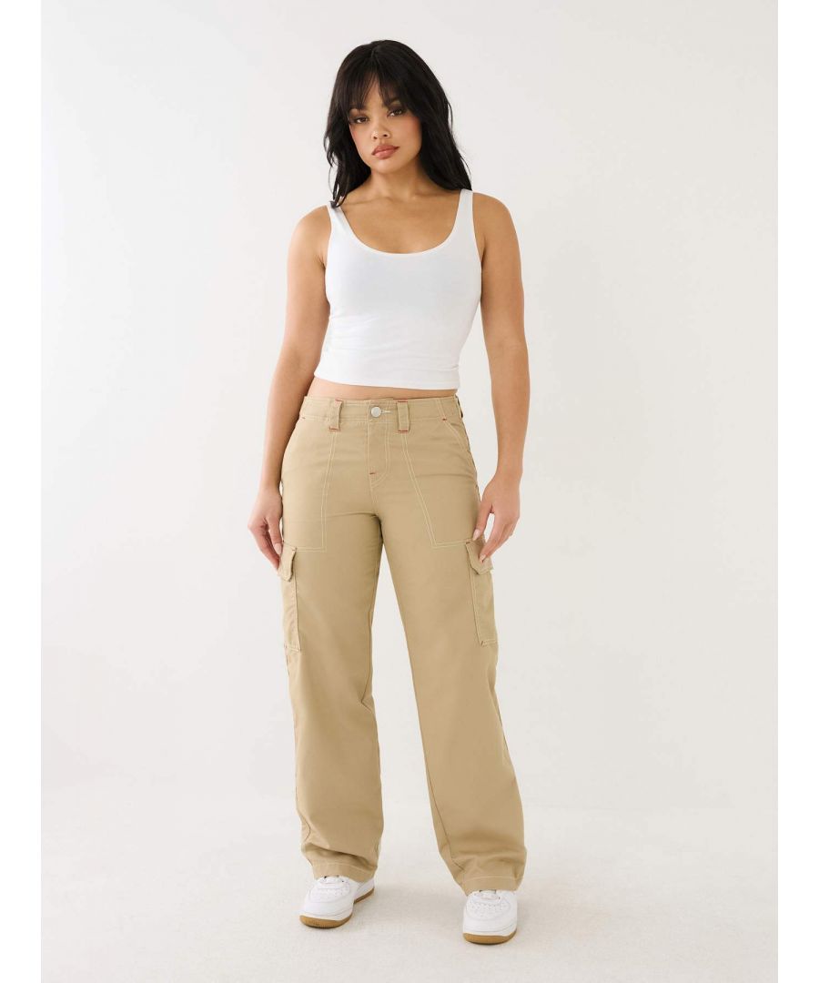 True Religion Womens Military Single Needle Cargo Pant in Travertine - Stone - Size 29 (Waist)