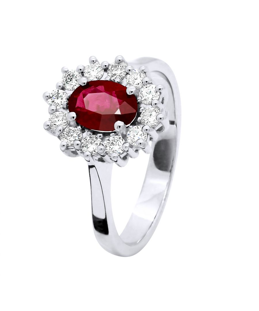 Image for DIADEMA - Ring - Ruby surrounded by Diamonds - White Gold