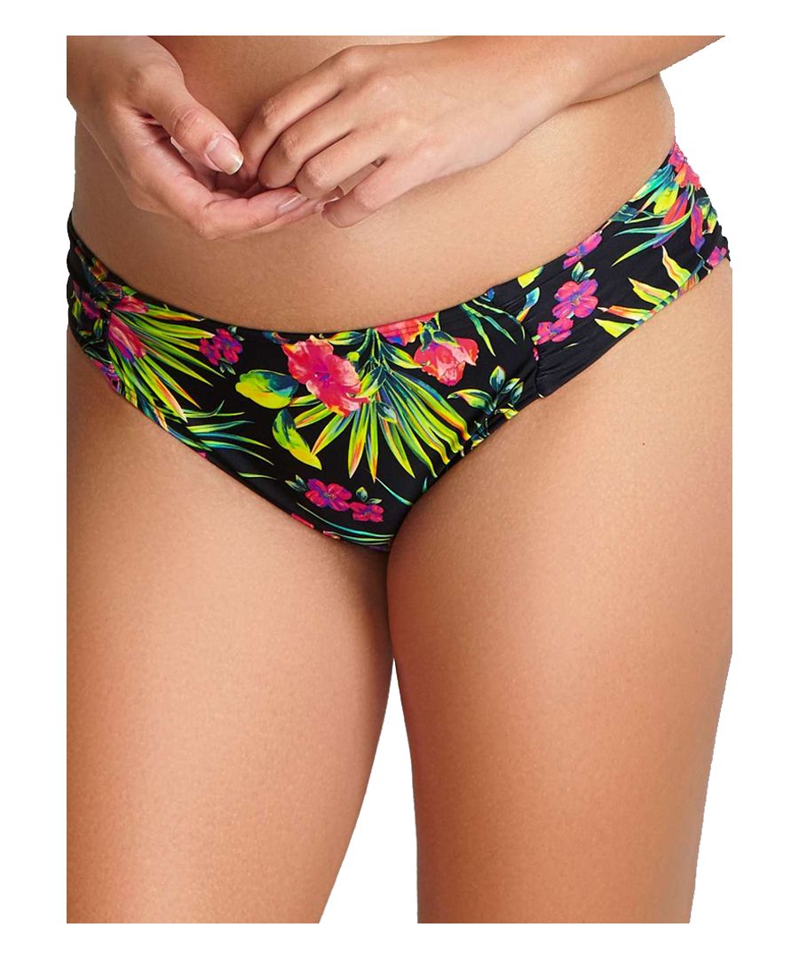 Panache Womens Anya Print Gather Bikini Brief - Black - Size 2XL