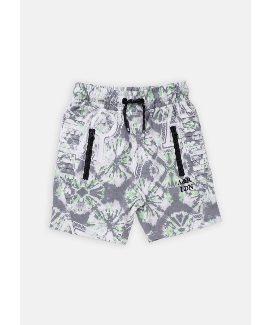 Make the statement of the season in our fabulous tie dye shorts. Made from super soft cotton jersey comfort and cool collide  Model wears 10y  he is 10 years old and 139cm tall.  Angel & Rocket cares - made with Fairtrade cotton  Colour: Grey  100% cotton  Look after me: Think planet  wash at 30c