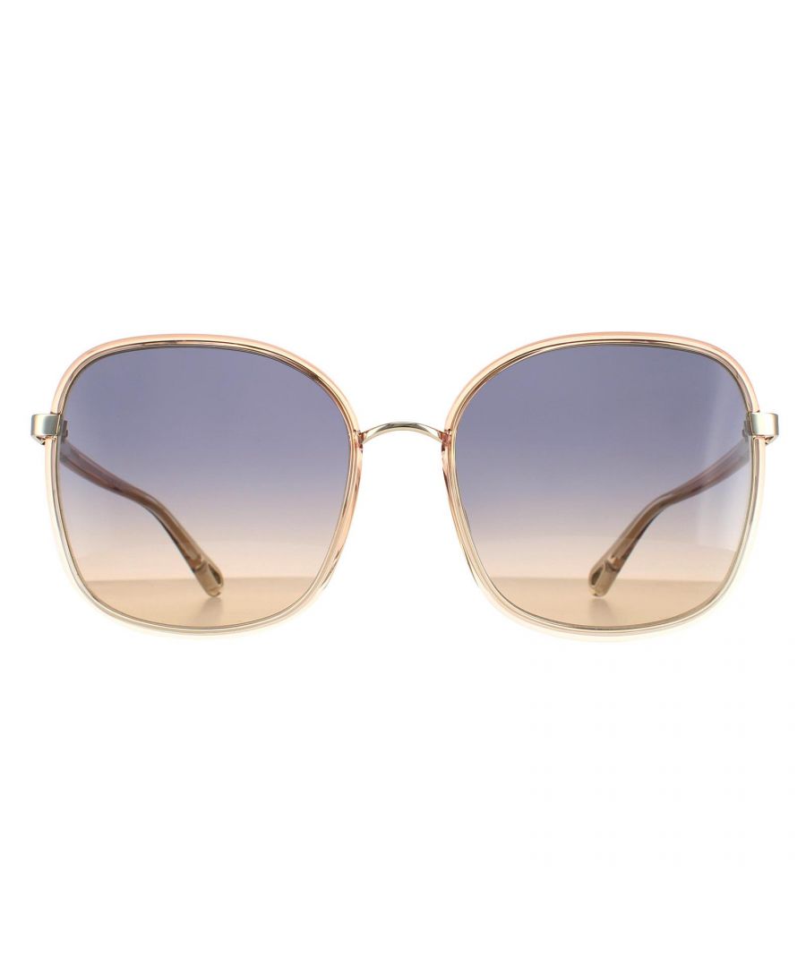 Chloe Square Womens Orange Crystal Fade and Gold Blue to Brown Gradient CH0031S Franky  Sunglasses are a modern square style crafted from lightweight acetate. The Chloe logo features on the slender temples for brand authenticity.
