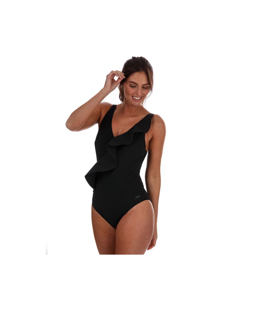 Womens Speedo Sculpture RubySun Swimsuit in black.- Adjustable shoulder straps.- All over body-shaping - exclusive lightweight  shaping fabric smooths and flatters in all the right places.- Medium bust support - shaping fabric and hidden bust shelf liner to ensure a great fit.- Tummy control - provides support where you need it without compromising on comfort.- Control fabric - combines shapewear innovation with swimwear technology.- Shaping - Controls the body and gives a smooth silhouette.- Ultra chlorine resistant - LYCRA® XTRA LIFE™ lasts twice as long as standard swimwear fabrics.- ShapeComprex Ultra.- Lining: 100% Polyester. Body: 69% Nylon  31% Elastane. Machine washable.- Ref.: 8122800001Please note that returns will only be accepted if the hygiene label is still attached to the product.