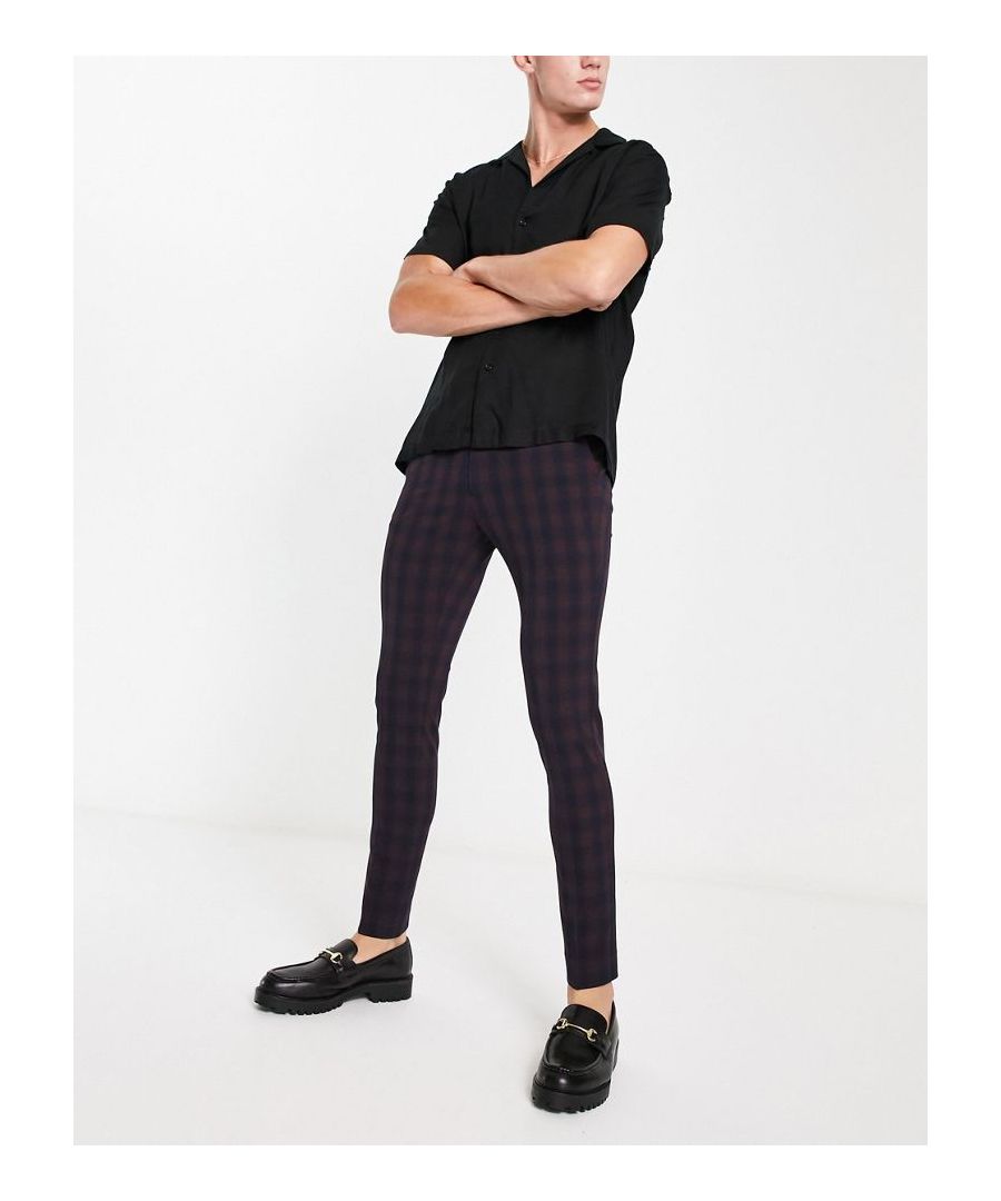 Trousers & Chinos by ASOS DESIGN Style refresh: pending Check design Regular rise Belt loops Functional pockets Skinny fit Sold By: Asos