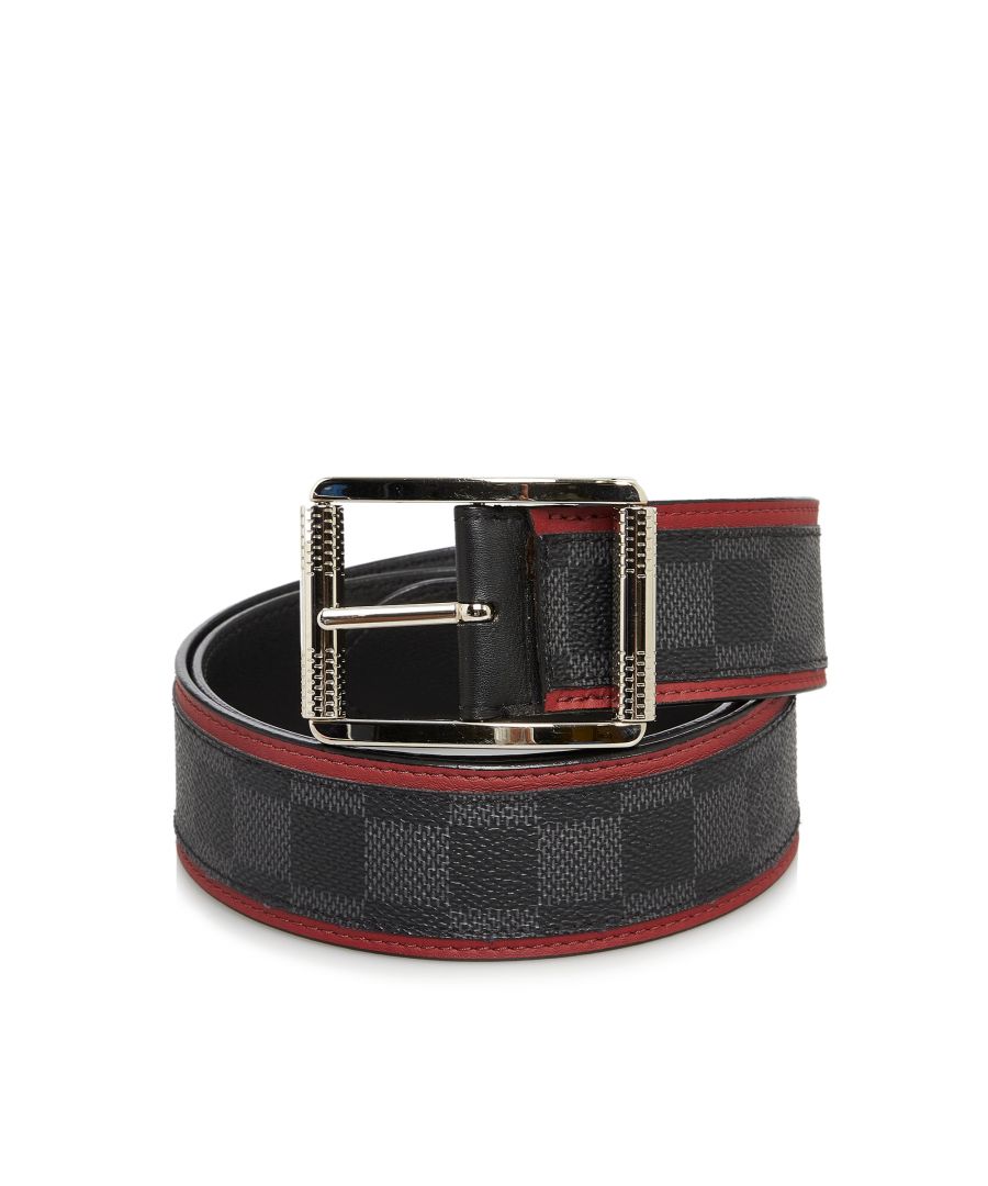 Pre-owned Louis Vuitton Belt Initiales Damier Graphite Black/grey