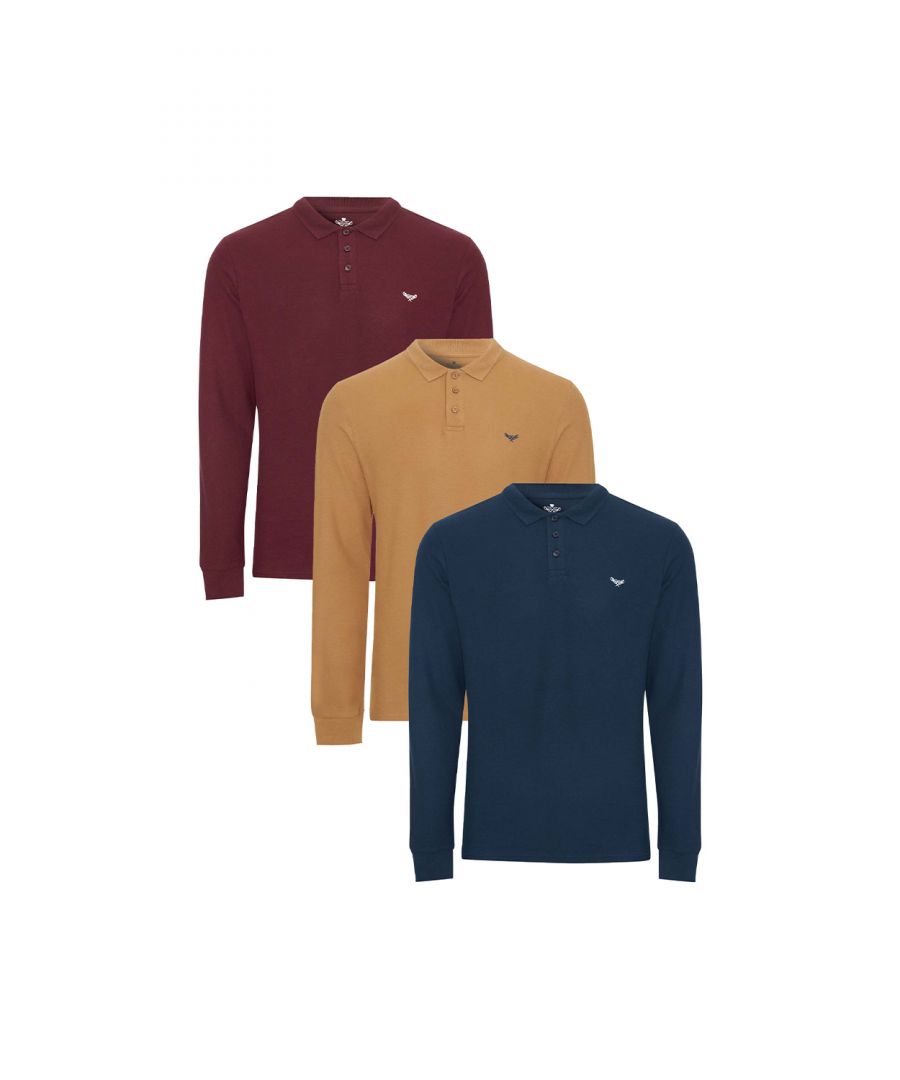 Image for 3 Pack Cotton 'Withers' Long Sleeve Polo Shirts