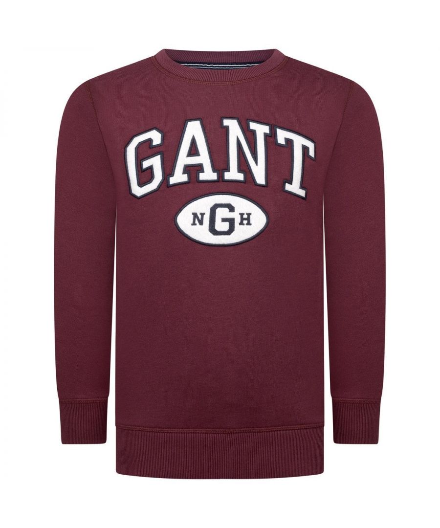 Gant Boys Burgundy Cotton Collegiate Sweater