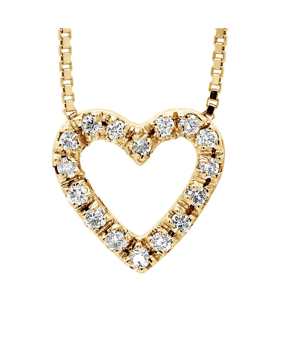 Necklace Heart Shape Diamonds 0,07 Cts - Gold - HSI Quality - Length 42 cm, 16,5 in - Our jewellery is made in France and will be delivered in a gift box accompanied by a Certificate of Authenticity and International Warranty