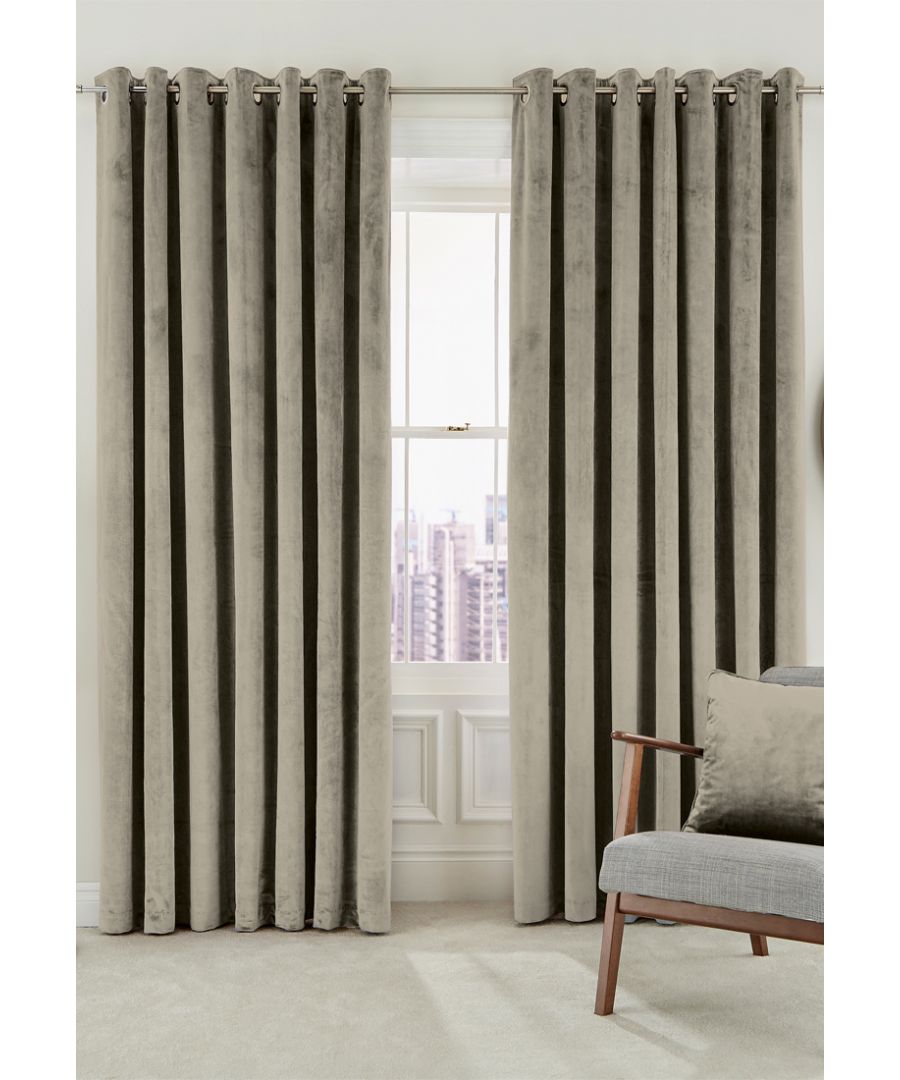 These soft and sumptuous velvet curtains come in six sophisticated shades, which not only complement the Helena Springfield bedlinen ranges but will work equally well throughout your home. Fully lined, they feature matte silver eyelets for a contemporary edge. 100% Polyester Lining. Dry Clean Only. Made in China.
