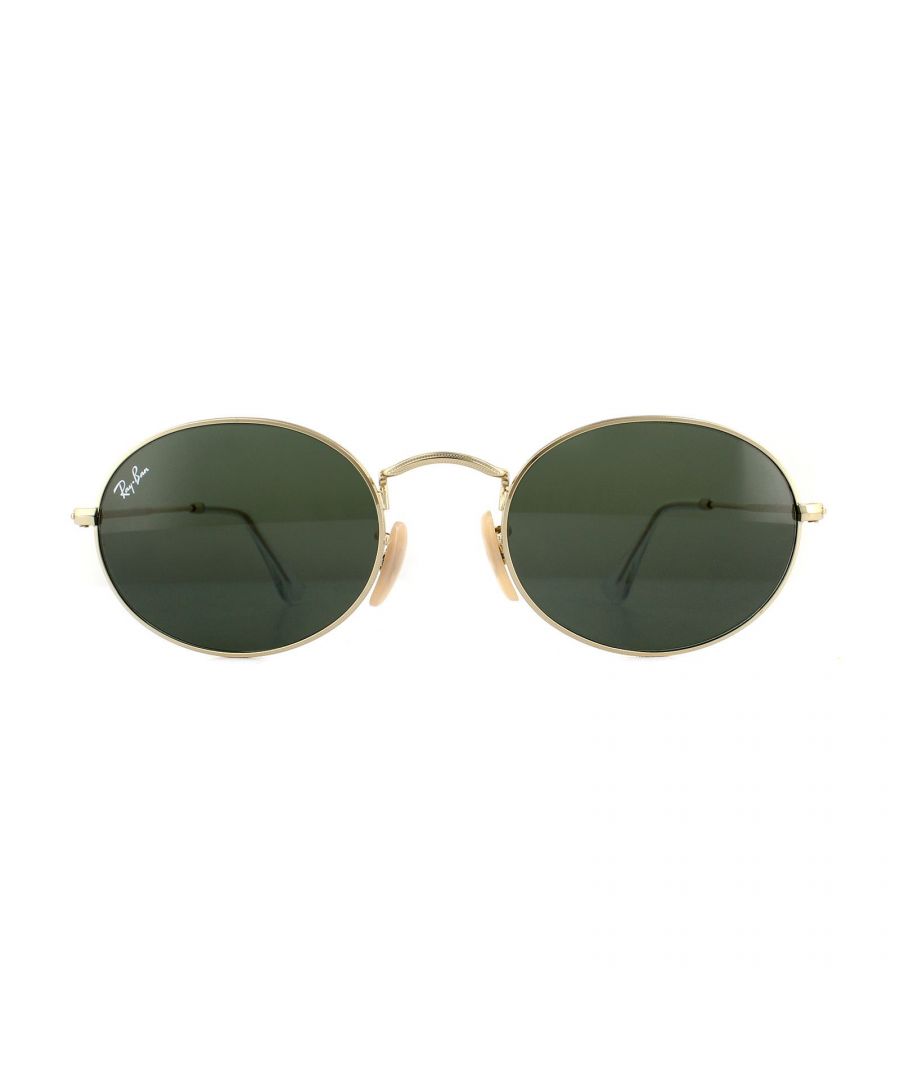 Ray-Ban Sunglasses Oval RB3547 001/31 Gold Green the classic round has been given an update with cool flat lenses and a more oval shape that John Lennon would have been proud of. Acetate temple tips and the usual Ray-Ban details complete the look.
