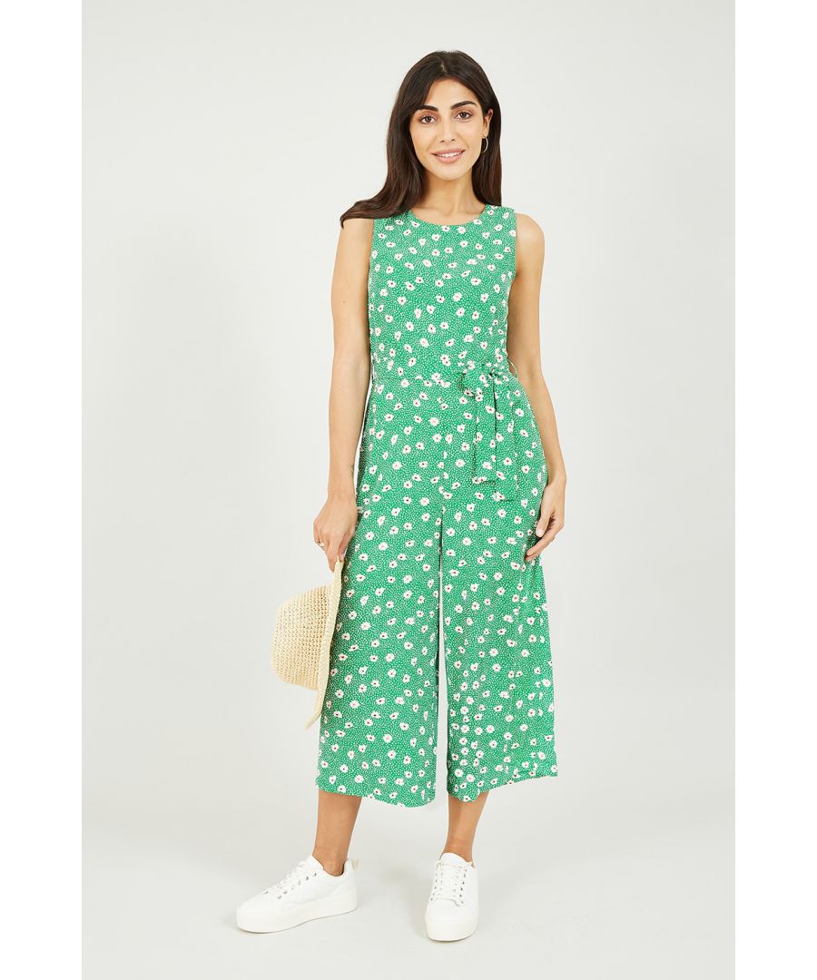 Throw on and go: this Mela Jumpsuit is the all-in-one you've been looking for. Features a subtle all over print in green, flattering wide culotte legs and a high neck. Keep it cool and match with chunky trainers and a cute backpack. The perfect versatile fit, weekend attire that doubles as office wear too.
