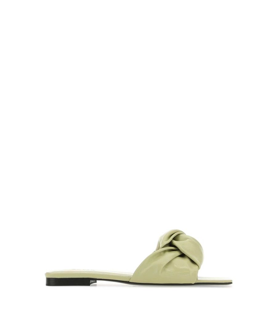 Pastel Green leather slippers