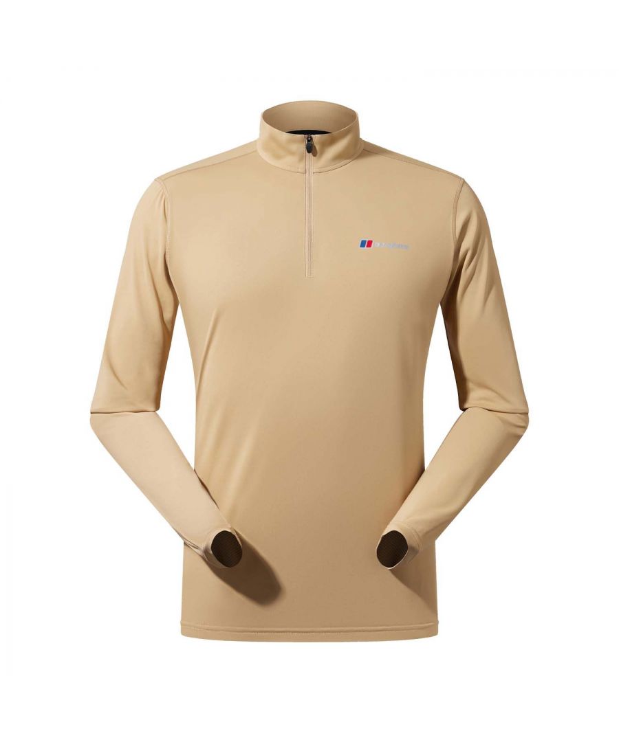 Berghaus Mens Wayside Long Sleeve Half Zip Tech Top in Sand - Size Small