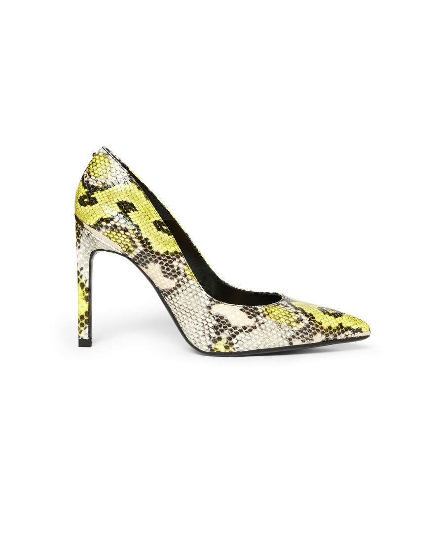 Image for Ted Baker Melliss Embossed Snake Effect High Heel Court Shoe, Bright Yellow