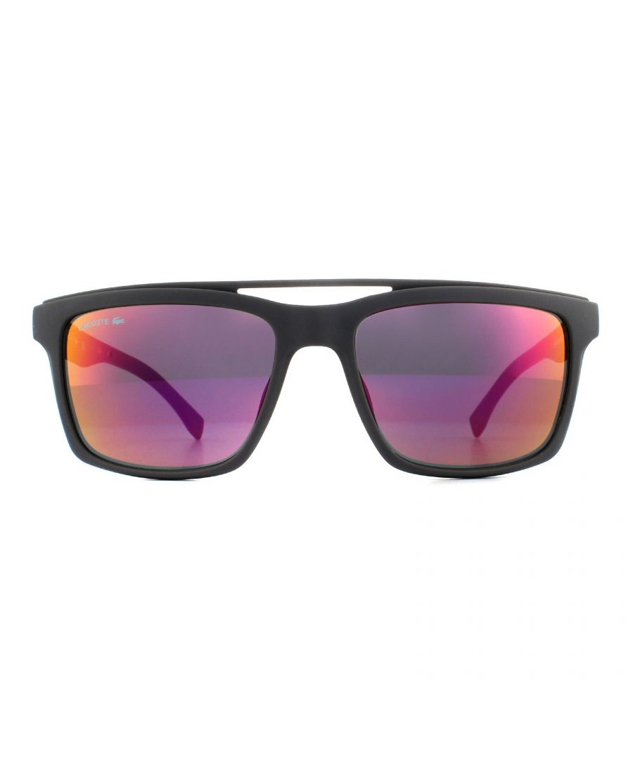 Image for Lacoste Mens Square Matte Grey Orange Mirror Sunglasses