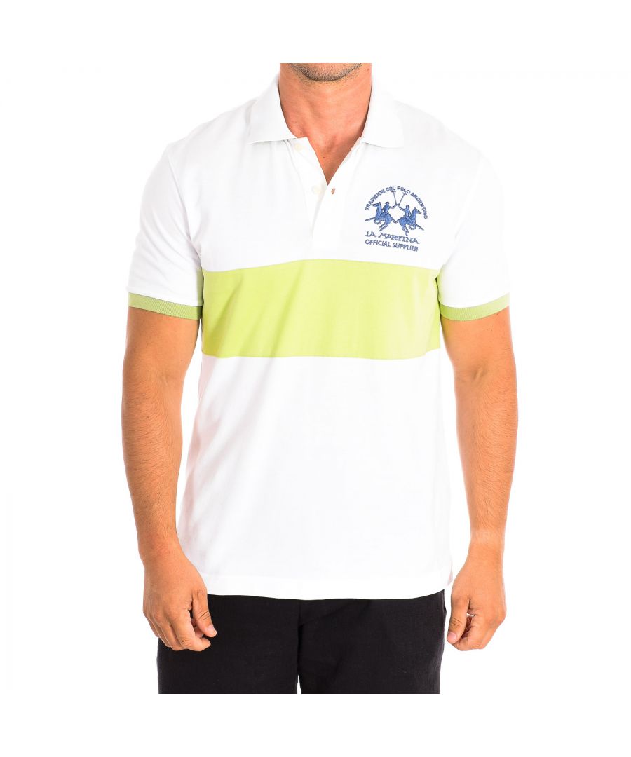 La Martina Mens Short Sleeve Polo TMP610-PK097 man - White Cotton - Size X-Large