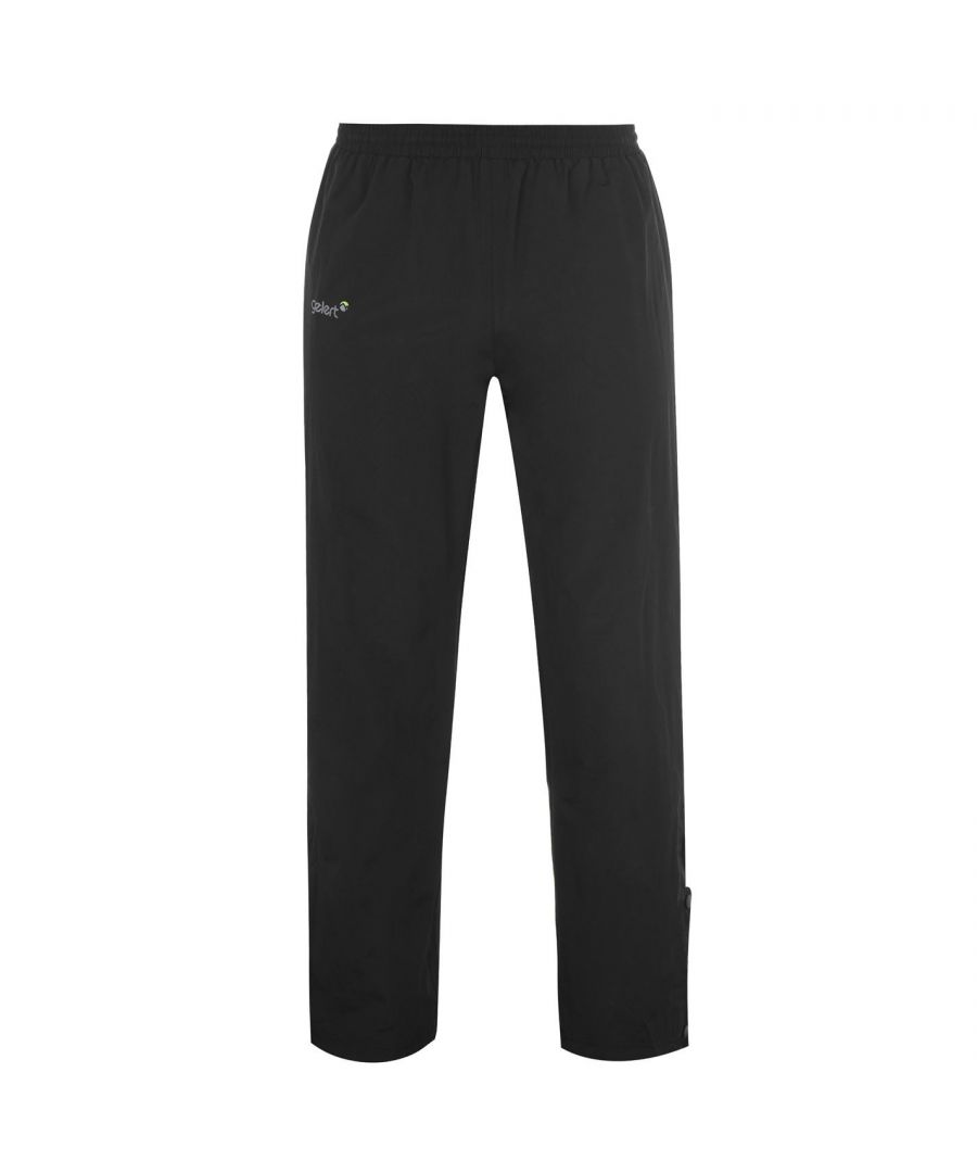 Gelert Horizon Waterproof Trousers Mens The Gelert Horizon Waterproof Trousers provide protection from the elements thanks to the inclusion of StormLite 5000 technology, with a breathable mesh inner for ventilation. These waterproof trousers benefit from a press stud closure to the ankles for a comfortable fit, and are rounded off with the Gelert logo. You do not want to miss out on these ones. > Mens waterproof trousers > Elasticated waistband > Inner draw cord > Press stud ankles > Regular fit > True to size > Breathable inner lining > StormLite 5000 waterproof finish > Gelert logo > 100% polyester > Machine washable