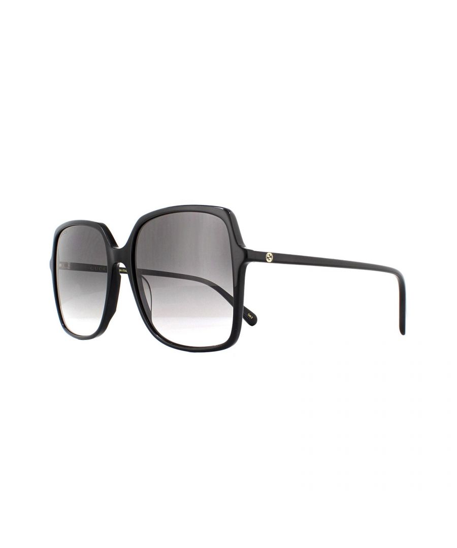 Gucci Square Womens Black Grey Gradient Sunglasses - One Size