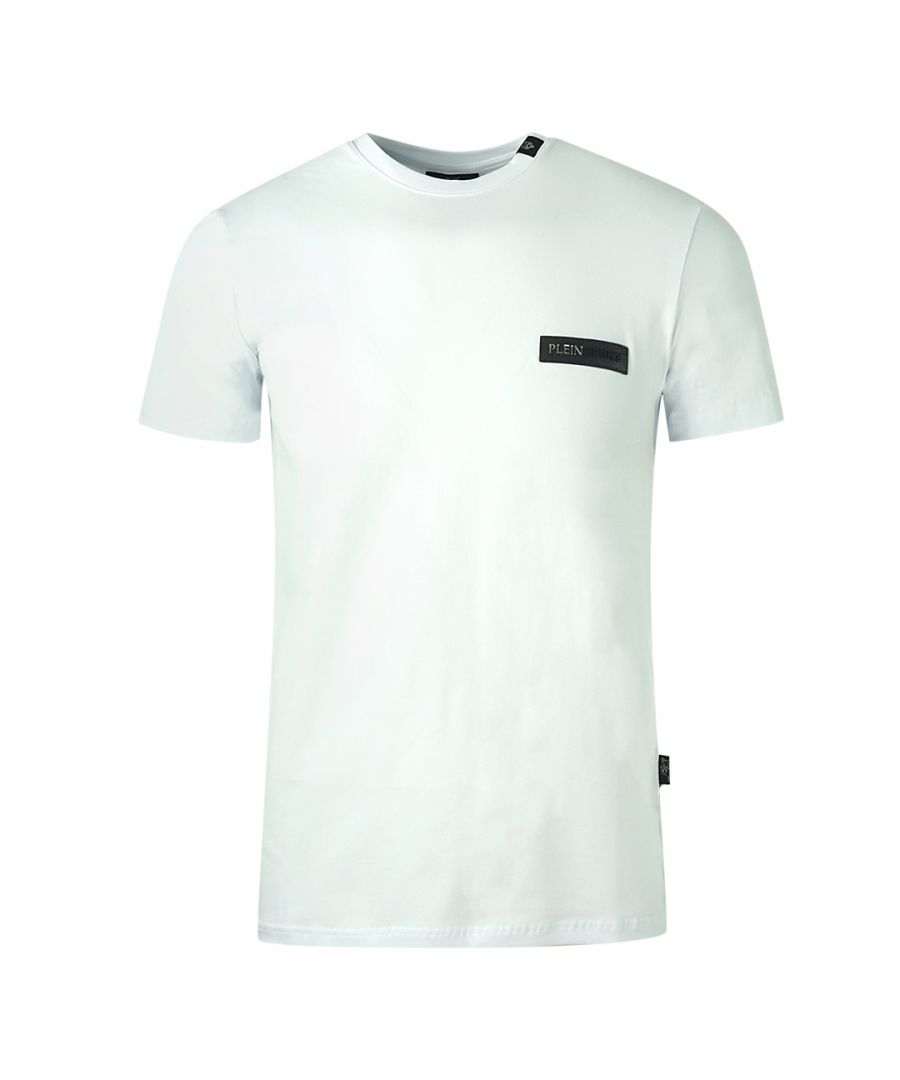 Philipp Plein Sport Patch Logo White T-Shirt. Philipp Plein Sport White T-Shirt. Stretch Fit 95% Cotton, 5% Elastane. Made In Tunisia. Plein Branded Badges. Style Code: TIPS121TN 01